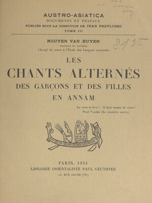 cover image of Les chants alternés des garçons et des filles en Annam